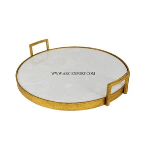 标准家居新到食品托盘套装<span class=keywords><strong>2</strong></span>个圆形复古大理石大尺寸食品和甜点厨具托盘出售