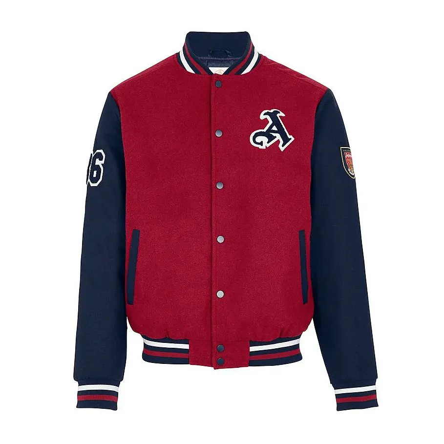 Giacche Varsity di servizio OEM di colore rosso e nero ciniglia toppe lavoro prezzo all'ingrosso giacche Casual Outdoor