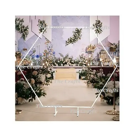Hexagon Shape Iron White Color Props Backdrop Background Para Decoração De Festa De Casamento Ao Melhor Preço