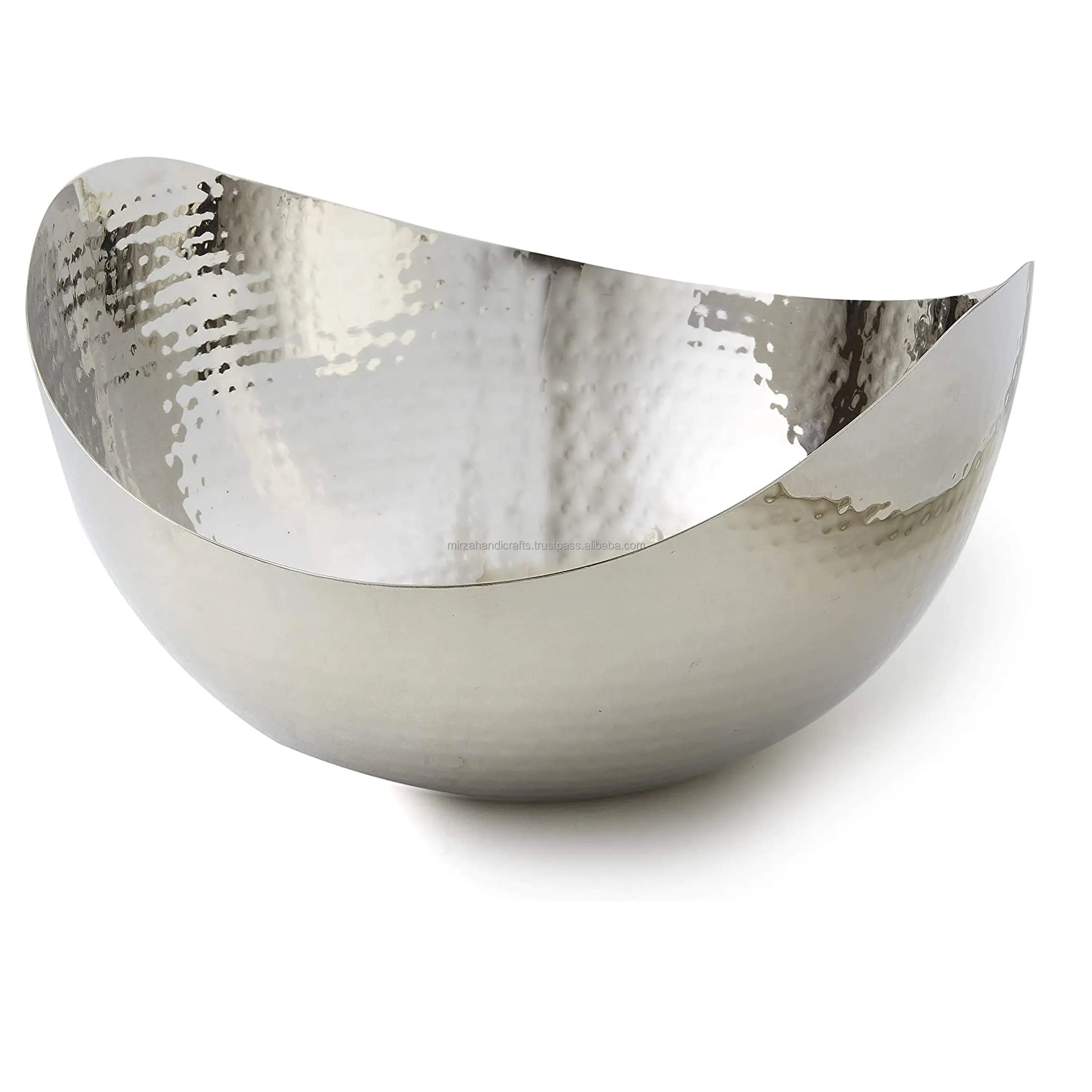 Large Decorative Bowl Stainless Steel Metal Salad Serving Fruit Bowl for Kitchen Counter Elegant Hammered Centerpiece Bowl