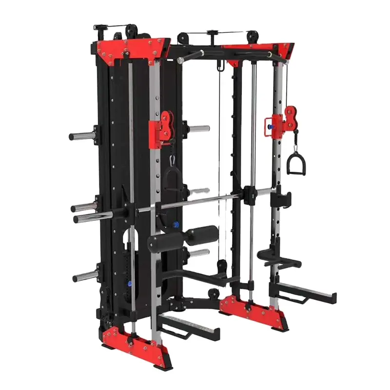 Precio de fábrica Equipo de gimnasio de fuerza profesional Squat Rack 3D Smith Machine Cable Crossover