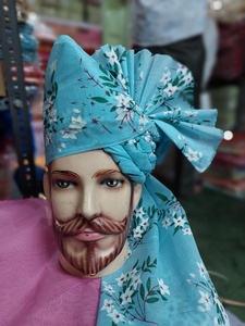 Custom Logo Rajputi Safa Pagdi Royal Wedding Party Favor Barati Lehariya Printed Turban for Men Printed Mehndi Safa Pagri Hat