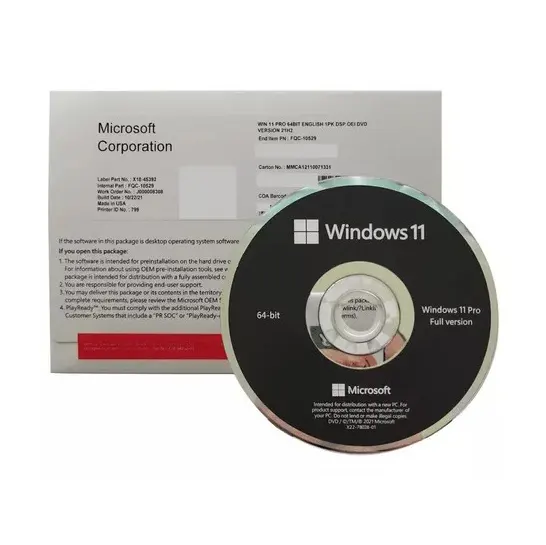 حزمة DVD متخصصة من مصنع المعدات الأصلي بنظام تشغيل Windows 11 Pro
