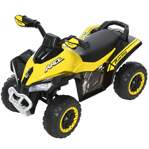 HOMCOMクワッド子供用18-36ヶ月手動プッシュ統合音付きPPとメタル、44x67.5x38 cm、イエロー - Product Image 1