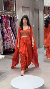 Reday to wear dhoti <strong>style</strong> with srug and Unstich choli for Adults Bollywood Party and Indian Pakistani Wedding for Adults