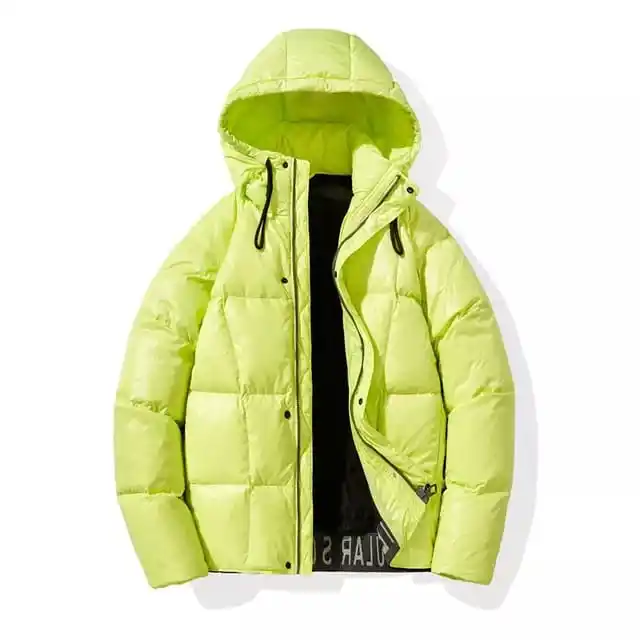 Jaket Pria Musim Dingin Kustom Kualitas Premium Jaket Gelembung Mantel Bawah Puffer Hijau Limau