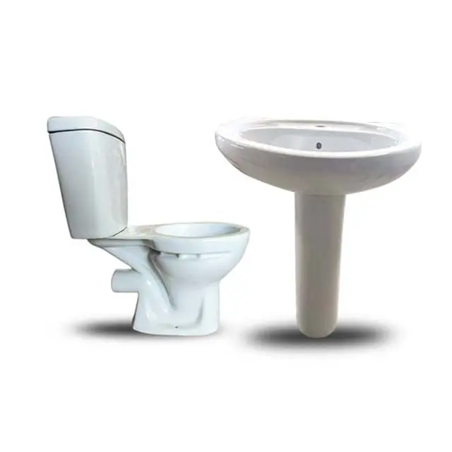 Tuvalet banyo seti 4 parça Combo teklif WC su tankı ve lavabo ile kaide seramik Sanitaryware banyo seti