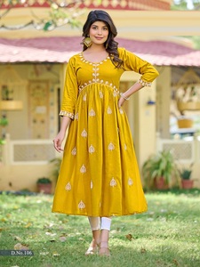 14 kg Heavy Rayon Alia Cut Style <strong>Kurti</strong> with Embroidery Work Collection for Women