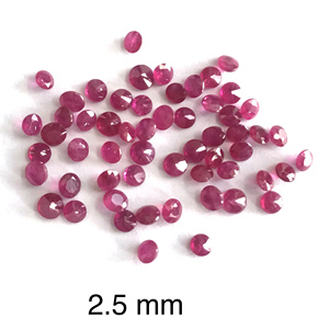 2.5mm טבעי רובי יהלום עגול לחתוך יקרות רופפות חן סיטונאי מחיר טבעי Loose אבני חן בתפזורת אבני חן נמוך מחיר