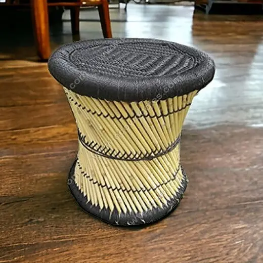 Luxe tissé en osier Bambo Sarkanda pouf tabouret classique pouf pour Restaurant hôtel salon jardin os incrustation Console