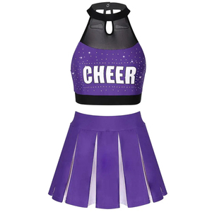 All Star Cheerleading Uniform <strong>Academy</strong> Long Sleeved AB Crystal Wholesale Black and Blue Cheerleading Competition Uniforms - Product Image 2