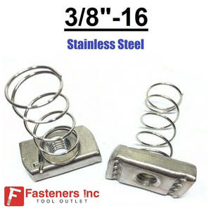 <strong>3</strong>/8-16 Stainless Steel Grade 316 <strong>Spring</strong> Nuts Unistrut Channel Compatible Model P1008SS &amp; #4121S1 - Product Image 2