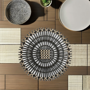 TienPhong toptan bambu Handwoven <span class=keywords><strong>Amira</strong></span> siyah radyal Rattan Placemat nokta temiz gıda için yemek masası dekorasyon için