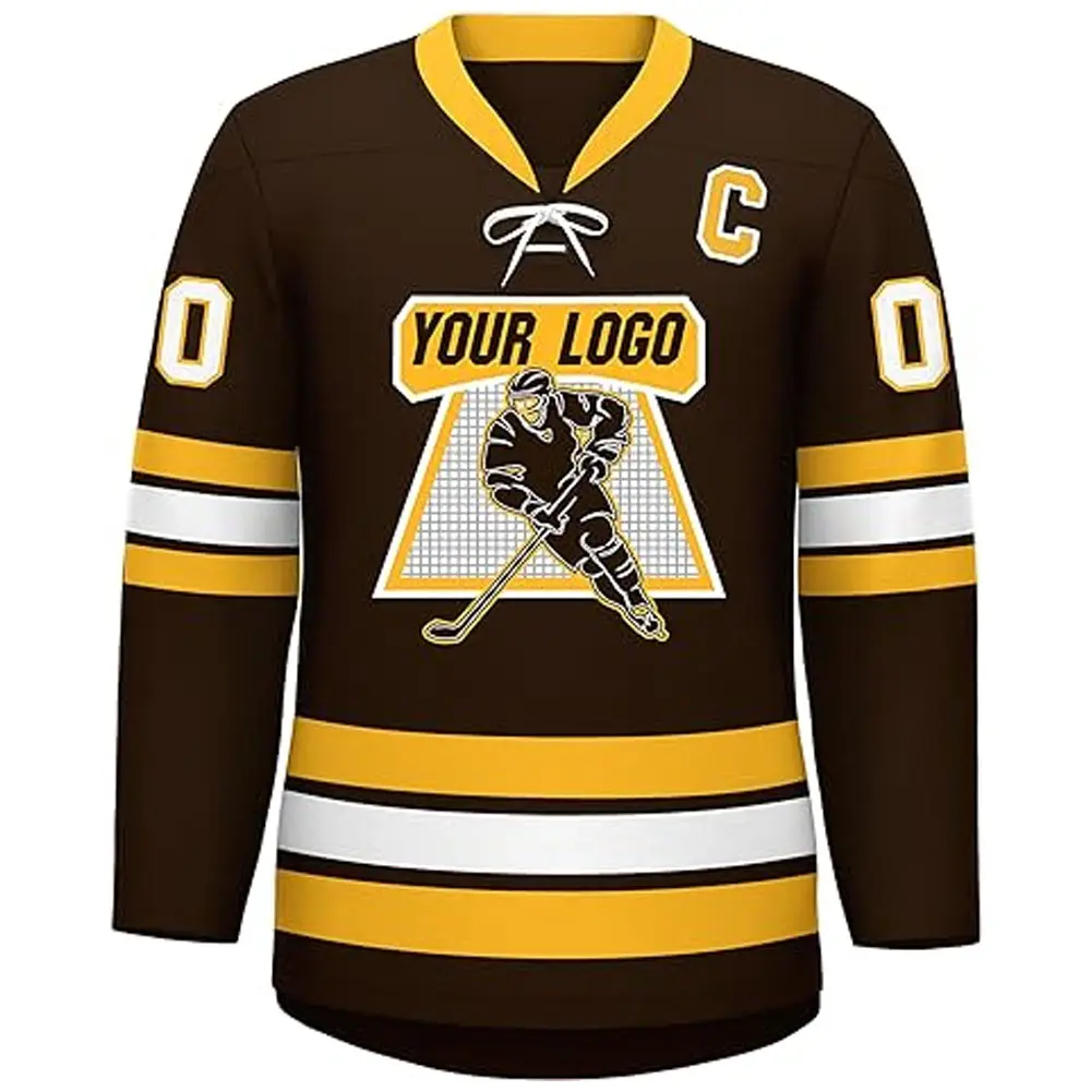 Gilet vendant un maillot de hockey sur glace de sport imprimé brodé chemises de sublimation maillots de hockey sur glace pour hommes