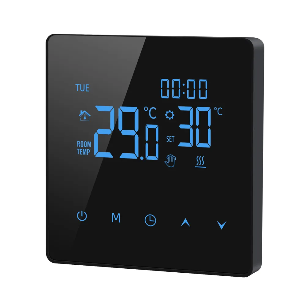 Tuya Smart termostato elétrico de aquecimento de piso, estrutura de controle inteligente com wi-fi 25A 90-220V para aplicações em quartos e hotéis