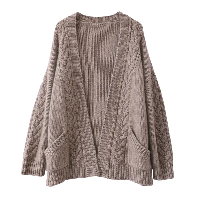 OEM Sweater rajut wanita, kasmir murni mode lebih berat atasan sweater untuk wanita musim dingin
