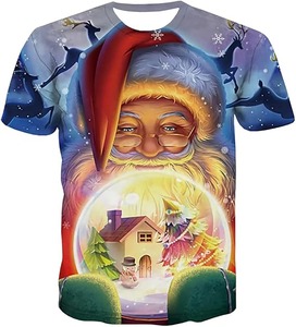 2025 yeşil noel T-shirt aile çocuklar toptan grafik noel erkek t-shirtü baskı komik Led Merry Christmas T-shirt - Product Image 4