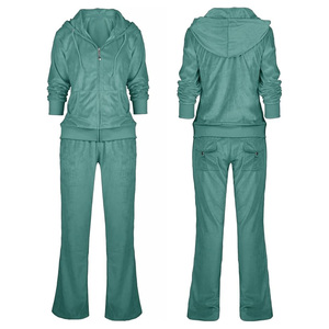 スウェットスーツ女性用ベルベットトラックスーツ2ピースベロアジャケットパンツセットハイデザイン - Product Image 5