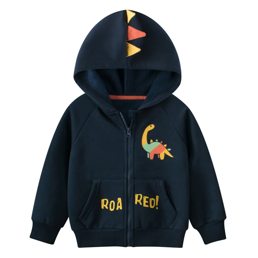 Dinosaure anime hiver polaire fermeture éclair sweats à capuche tricoté enfants chandails enfants pull en tricot