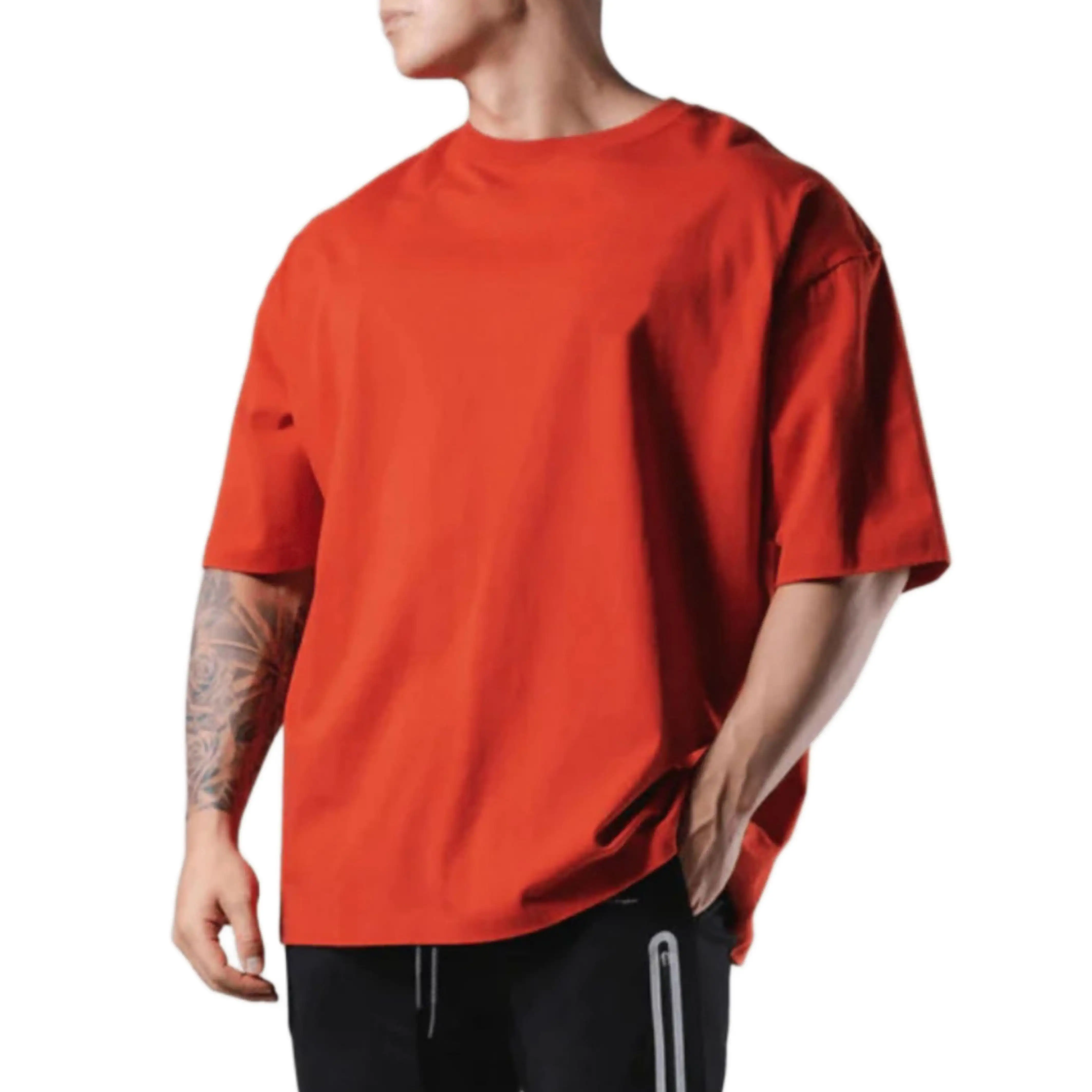 Sialkot fornitore di alta qualità 240Gsm T-Shirt 100% cotone pesante oversize T-Shirt da ginnastica da uomo