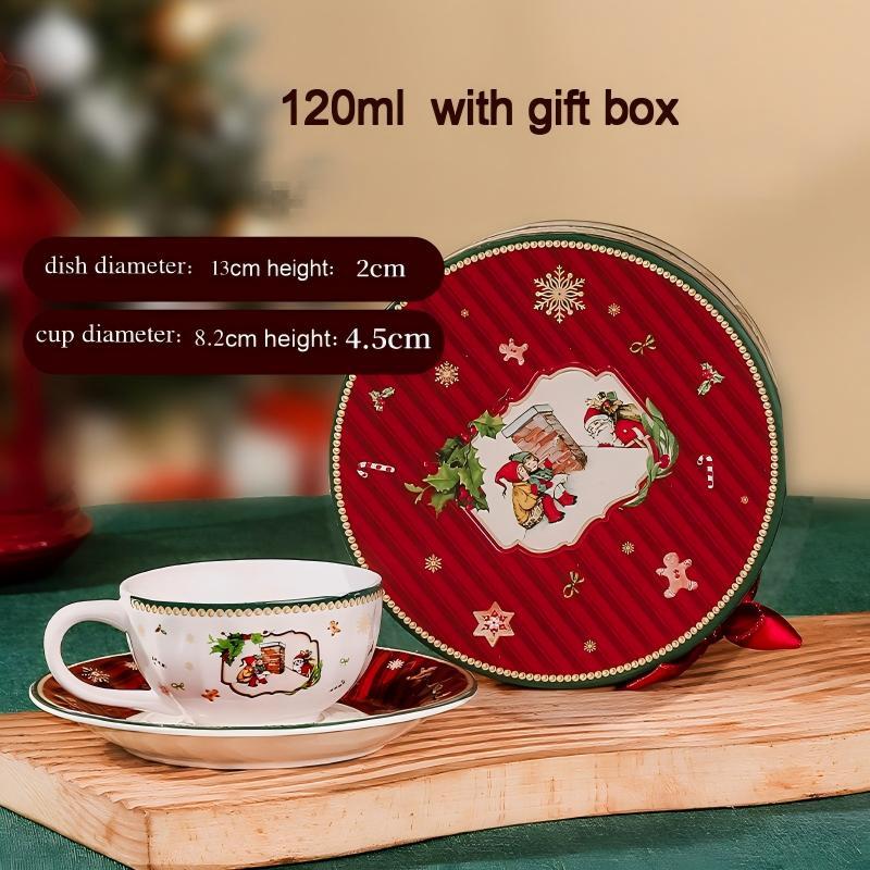 Coffret cadeau soucoupe à tasse à rayures rétro