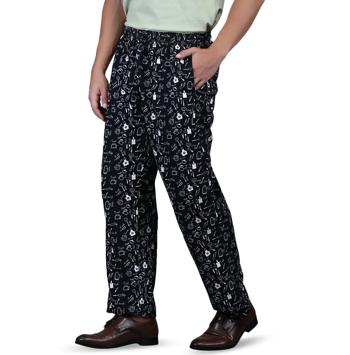 Unisex stampato in cotone 100% da uomo donna pantaloni da Chef pantaloni con stringhe per il servizio di ristorazione, panettieri e professionisti culinari