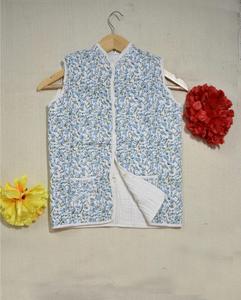 小花图案设计儿童尺寸kantha <span class=keywords><strong>nehru</strong></span>风格夹克，服装设计师设计的多色块印花
