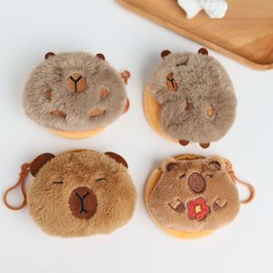 Yeni Fluffty Capibara cüzdan anahtarlık Kawaii yumuşak dolması Anime oyuncaklar Plushie anahtarlık Mini bozuk para cüzdanı Capybara peluş anahtarlık oyuncak