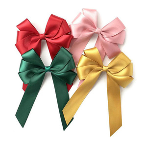 <strong>Customized</strong> Gold Rimmed Grosgrain Ribbon <strong>Bows</strong> 6 Petals <strong>Bow</strong> With <strong>Elastic</strong> Stretch <strong>Loop</strong> for Gift Box Packing - Product Image 1