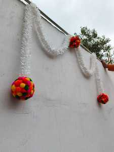 Toran valans yasemin Pom Pom bandbandarwal Pooja Mandir Holi noel kapı dekor kapı değerlik Toran Doo