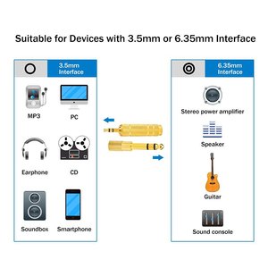 6.35mm (<strong>1</strong>/<strong>4</strong> Inch) Male to 3.5mm (<strong>1</strong>/8 Inch) Female Stereo <strong>Audio</strong> Jack <strong>Adapter</strong> for Aux Cable, Guitar Amplifier, Headphone - Product Image 5