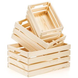 木制の木制のネスティング木制のハンドル3个セット木制の木制の木制の箱キッチン用の木制の収纳ボックス - Product Image 1