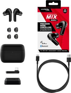 HyperX 7D0A4AA bulut Mix tomurcukları ANC 2.4GHz dongle ile 2 oyun kulakiçi Bluetooth PC PS5 PS4 anahtarı Android buhar güverte - Product Image 2