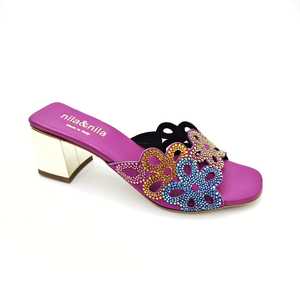 Nila & nila moda bayanlar deri sandalet orta lamine sandal ile strass hadamade ürün çok trendy sandal