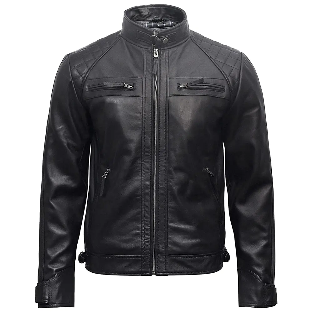 Chaqueta de cuero para hombre, nuevo modelo, moda informal, lisa, personalizada, para motociclista