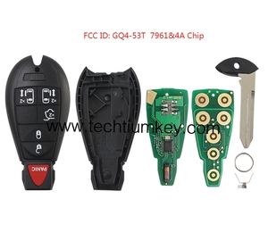 5 + 1 pulsante di ricambio per chiave Auto Chrysler telecomando per JEEP CHEROKEE 2014-2019 433mhz FCC GQ4-53T 7961 & 4A Chip - Product Image 4