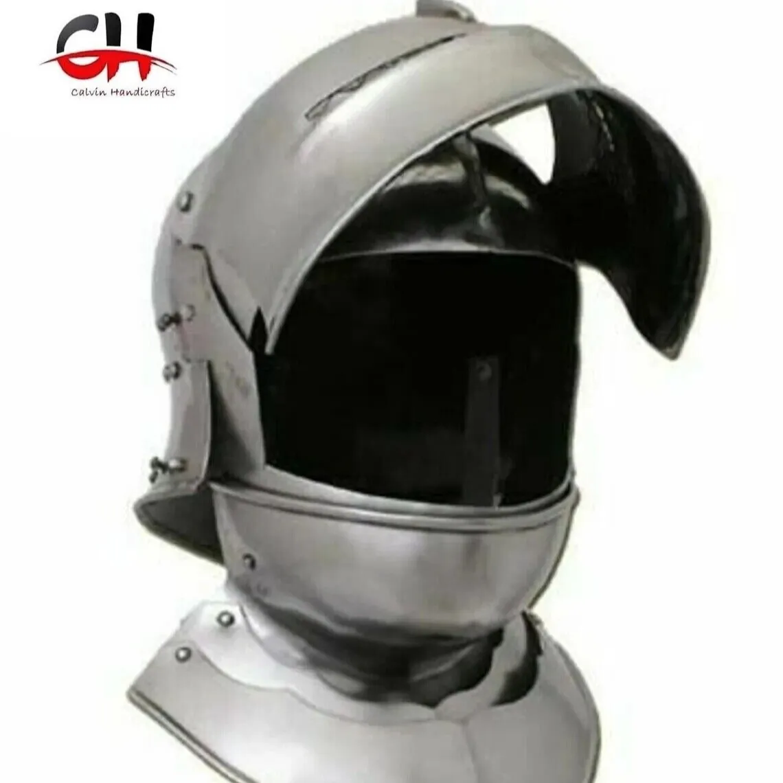 Bấm vào để phóng to sallet Gothic Thời Trung Cổ với mũ bảo hiểm hiệp sĩ bevor làm 18 thước đo thu thập kim loại.