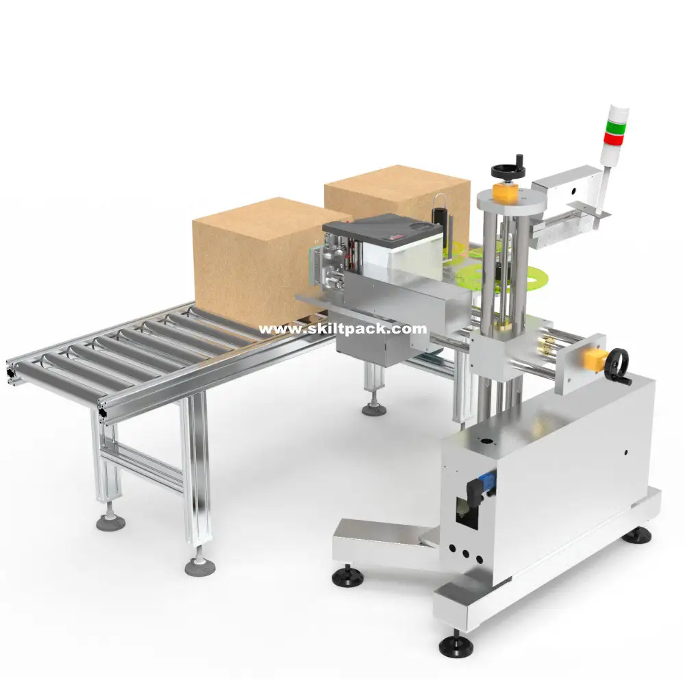 Automatic sticker carton box online printing print apply labeling machine