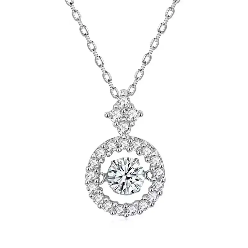 Fashion Jewelry 0.5Ct Moissanite pendant Necklace 925 Sterling Silver Plating Platinum Diamond Necklace