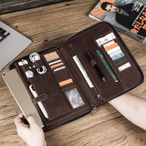 LPF-0197 Leather <strong>A4</strong> File <strong>Folder</strong> Document Holder <strong>Notepad</strong> Included <strong>Conference</strong> <strong>Folder</strong> for Business Meetings Office Supply - Product Image 1