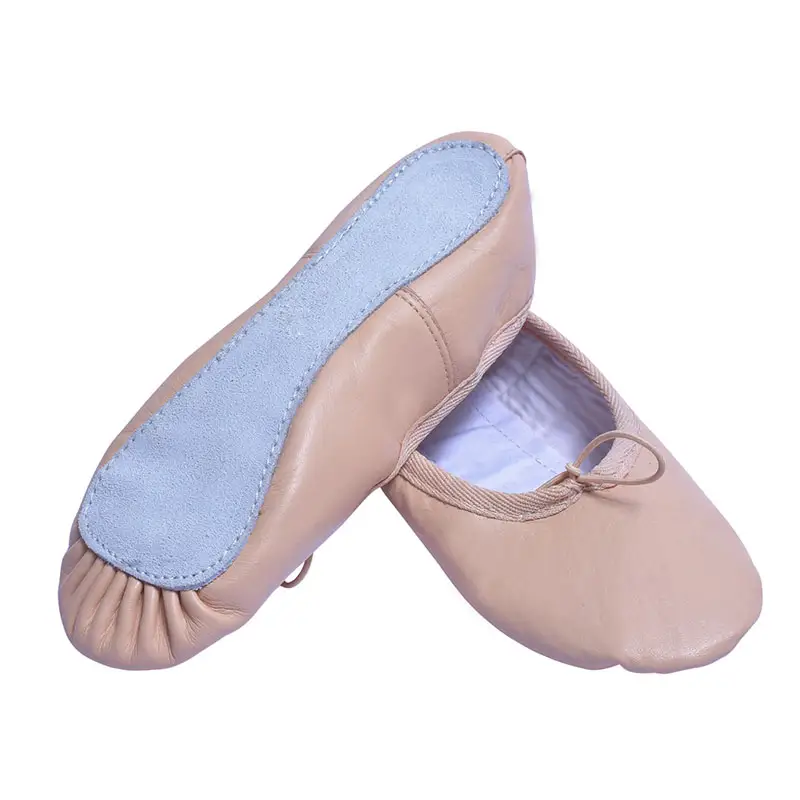 Sepatu dansa profesional kulit PU antilembap, sepatu balet wanita desain sol lembut, sepatu dansa profesional kulit mewah klasik