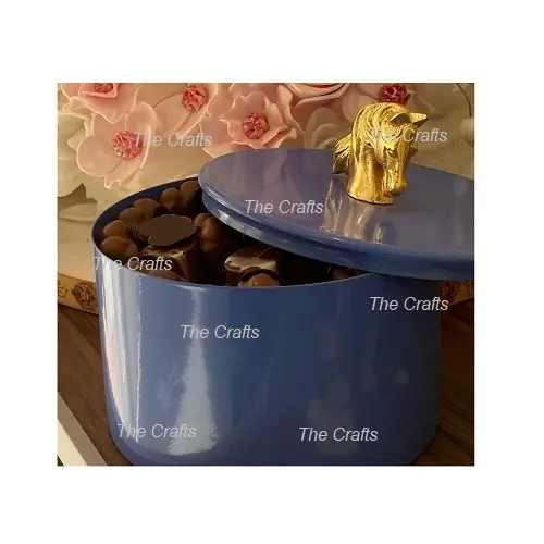 Demir mavi renk çikolata kapaklı kase en kaliteli yuvarlak şekil hizmet tatlılar tatlı çikolata kase