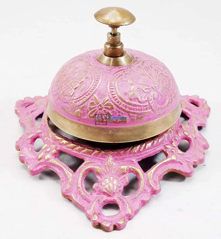 Campana da tavolo in ottone antico goffrato Color rosa campana marittima per hotel e spazi di accoglienza regalo di natale regalo di natale