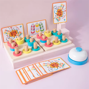 Ringtoss ของเล่นบล็อกไม้สำหรับเกมจับคู่สีเพื่อการศึกษาปฐมวัยจัดเรียงสี - Product Image 2