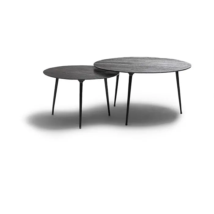 Table d'appoint moderne en aluminium, lot de 2 pièces, table d'appoint de canapé ronde, table pliante pour salon et chambre à coucher
