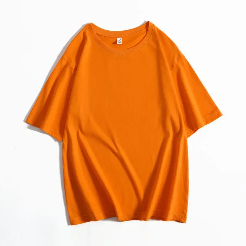Mens Wide Drop Shoulder T-shirts British Style Elegant Clothing Mens Gentleman Korea Streetwear Light Blue Orange