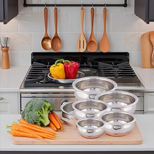Handi Set ağır göstergesi paslanmaz çelik tencere 5 adet bakır alt derin gemi yüksekliği ile pişirme için daha fazla gıda - Product Image 6