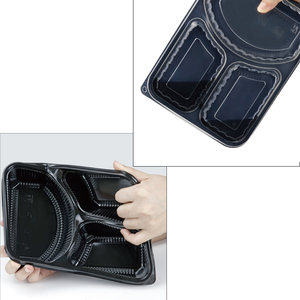 Thân thiện với môi lấy đi dùng một lần 3 ngăn hộp đựng thức ăn Lò vi sóng nhựa hộp vuông với nắp cho nhà hàng & Đảng - Product Image 4