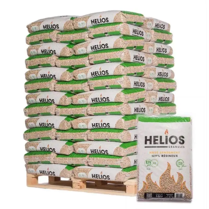 Granulés de bois DIN PLUS / EN Plus-A1 granulés de bois, vente EN gros, Europe granulés de bois dans des sacs EN plastique de 15kg