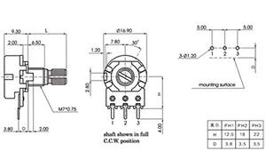 15mm WH148 1K Ohm döner <span class=keywords><strong>B103</strong></span> potansiyometre döner potansiyometre kare döner potansiyometre satışa